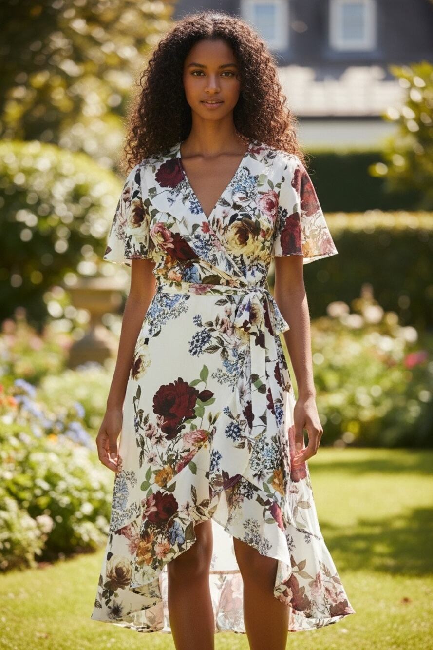 NWT River Island English Garden Floral Faux Wrap Dress
